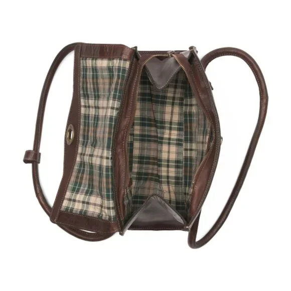 WILD WEST Leather Turn Lock Flap Tote